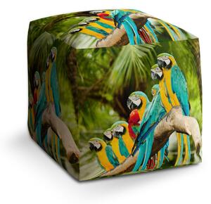 Sablio Taburet Cube Papoušci na větvi: 40x40x40 cm