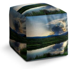 Sablio Taburet Cube Mrak nad řekou: 40x40x40 cm