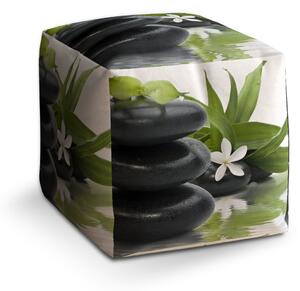 Sablio Taburet Cube Květ s kameny: 40x40x40 cm