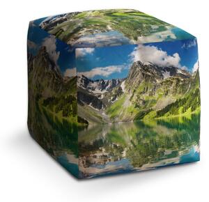Sablio Taburet Cube Odraz hor na jezeře: 40x40x40 cm