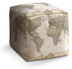 Sablio Taburet Cube Mapa světa: 40x40x40 cm