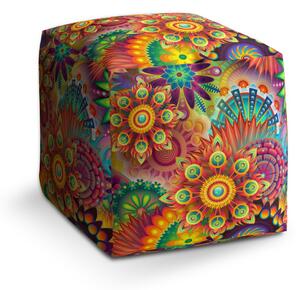 Sablio Taburet Cube Barevné obrazce: 40x40x40 cm