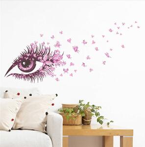 U Foťáka Samolepka na zeď Oko s motýli růžová 65x135cm