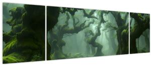 Obraz - Les prorostlý mechem (170x50 cm)