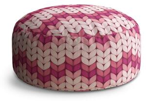 Sablio Taburet Circle Tříbarevné růžové pletení: 40x50 cm