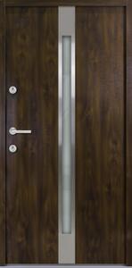 FM TÜREN Vchodové dveře s ocelovým opláštěním FM Turen model ATU505 Orientace dveří: Levé, otevírání ven, Dekor: Ořech, Standardní rozměr: 90 cm x 200 cm - vnější rozměr rámu