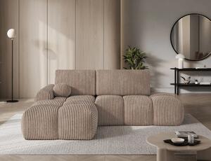 Designová rohová sedací souprava NIMUE - tmavě béžová, levý roh