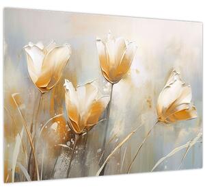 Obraz - Malba tulipánů (70x50 cm)
