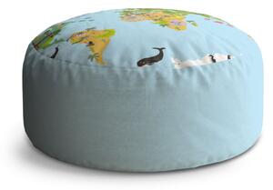 Sablio Taburet Circle Zvířecí mapa světa: 40x50 cm