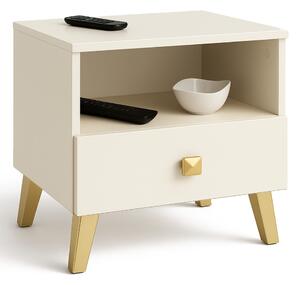 Ak furniture Noční stolek MOBI K-01 kašmír/zlatý