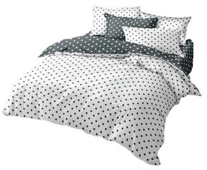 Bavlissimo 7-dílné povlečení oboustranné povlečení na 2 postel tmavošedé a bílé s puntíkem 140x200