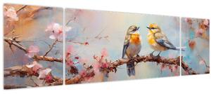 Obraz - Zamilovaní ptáčci (170x50 cm)