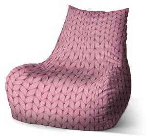 Sablio Sedací vak Bean Růžové pletení z vlny - 60 x 70 x 70 cm