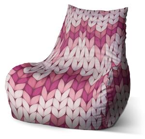 Sablio Sedací vak Bean Tříbarevné růžové pletení - 60 x 70 x 70 cm