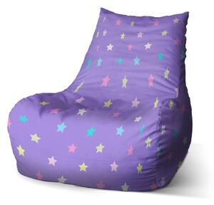 Sablio Sedací vak Bean Hvězdy na fialové - 100 x 90 x 45 cm