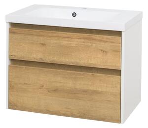 Mereo Mereo, Opto, koupelnová skříňka s umyvadlem z litého mramoru 81 cm, bílá, dub, bílá/dub, černá, CN931M