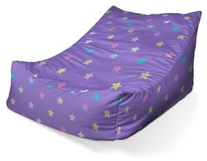 Sablio Sedací vak Lounge Hvězdy na fialové - 80 x 95 x 50 cm