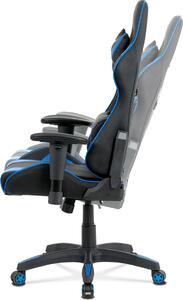 Kancelářská židle, modrá+černá ekokůže, houpací mech., plastový kříž Mdum