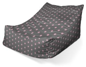 Sablio Sedací vak Lounge Růžové puntíky na šedé - 80 x 95 x 50 cm