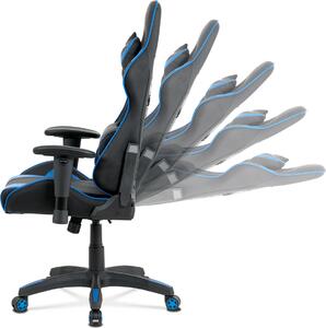 Kancelářská židle, modrá+černá ekokůže, houpací mech., plastový kříž Mdum