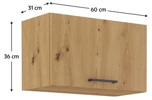 KONDELA Horní skříňka, černý mat / dub artisan, Monro 60 GU-36 1F