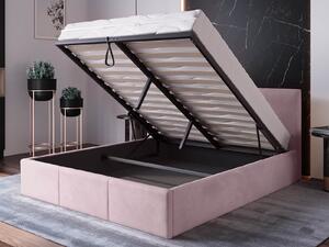 Čalouněná postel s úložným prostorem 120x200 TOP line 7 Růžový Velvet
