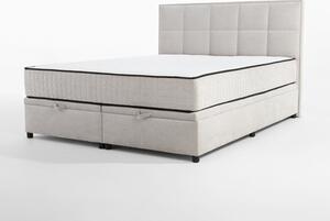 Světle šedá postel boxspring LAURITA SQUARE 140x200 cm
