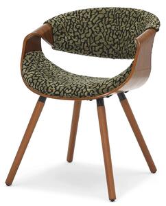 Designová jídelní židle SAROLTA - černá / zelená / ořech