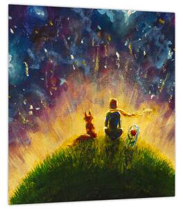 Obraz - Malý princ a liška (30x30 cm)