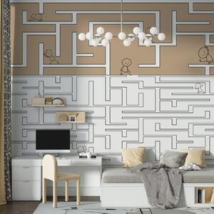 Fototapeta Hra s labyrintem a lidmi chodícími po stěně, Dětské fototapety, Populární fototapety, w03873 - Tapeko.co.cz
