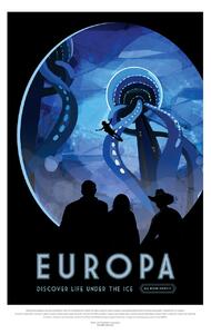 Ilustrace Europa (Retro Planet & Moon Poster) - Space Series (NASA), (26.7 x 40 cm)