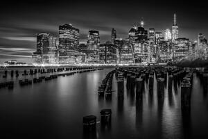 Umělecká fotografie Manhattan Skyline at Sunset | Monochrome, Melanie Viola, (40 x 26.7 cm)