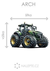 Zelený traktor textilní přelepitelná samolepka na zeď arch 45 x 31 cm