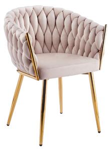 Designová čalouněná židle ZYPHIRA - béžová / zlatá