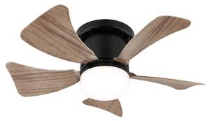 Stropní LED svítidlo s ventilátorem HINES přírodní/černá
