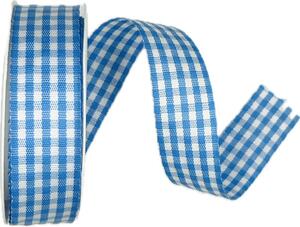 Stuha taftová VICHY KARO BLUE modrá 25mm x 3m (8,- Kč/m)