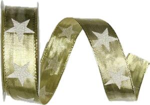 Vánoční stuha ADVENT STAR GOLD zlatá 25mm x 3m (8,- Kč/m)