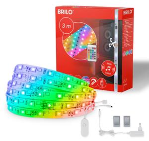 BRILO 2311-090 Magic RGBIC LED pásek, 3 metry, s hudebním senzorem, 12 W, umělá hmota - BRILO
