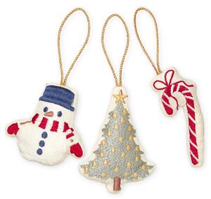 Vyšívaná vánoční ozdoba Snowman –⁠⁠⁠⁠⁠⁠ set 3 ks