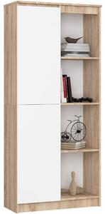 Ak furniture Regál Rexa 80 cm 1 skříňka a 4 police dub sonoma/bílý