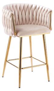 Designová barová židle ZULIMARA - béžová / zlatá
