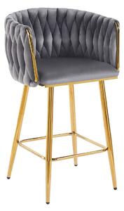 Designová barová židle ZULIMARA - šedá / zlatá