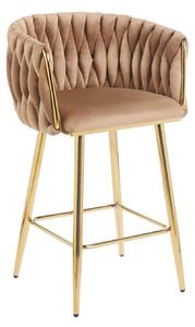 Designová barová židle ZULIMARA - cappuccino / zlatá