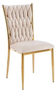 Elegantní jídelní židle SERELITH - béžová / zlatá
