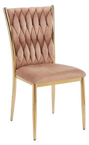 Elegantní jídelní židle SERELITH - cappuccino / zlatá