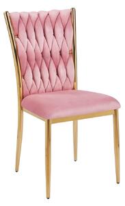 Elegantní jídelní židle SERELITH - růžová / zlatá