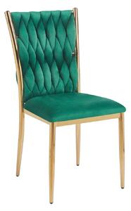Elegantní jídelní židle SERELITH - zelená / zlatá
