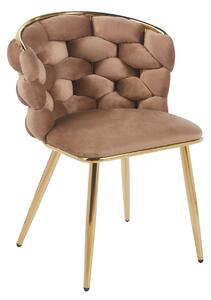 Designová jídelní židle EVANDOR - cappuccino / zlatá