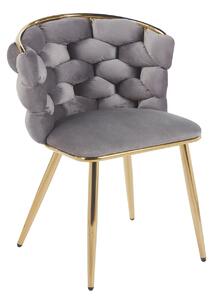 Designová jídelní židle EVANDOR - šedá / zlatá