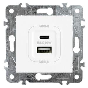 Elhard USB A+C zásuvka Royal 20W, bílá YK2133W
